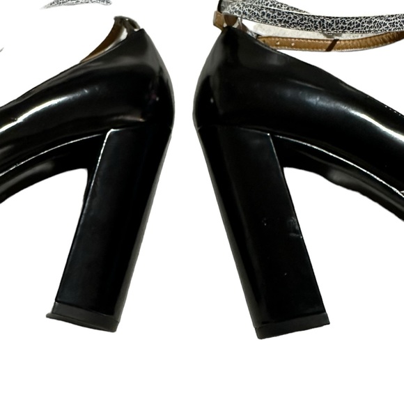 Women genuine PHILLIP LIM chunky heels shoes 35.5 5 black white two tone - Picture 7 of 13